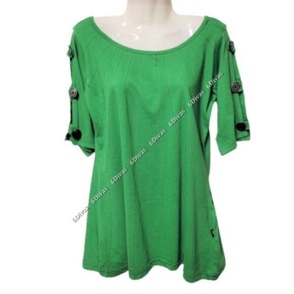 LEOPARDS And Roses Green Long Sleeved Cotton Blouse Top Size S - Picture 2 of 14